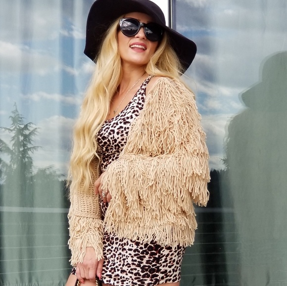 STACEY Fringe Cardigan Open Front Fall Tren - Picture 2 of 3